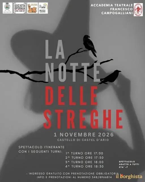 Locandina La Notte delle Streghe 2026 a Castel d'Ario (Mantova)