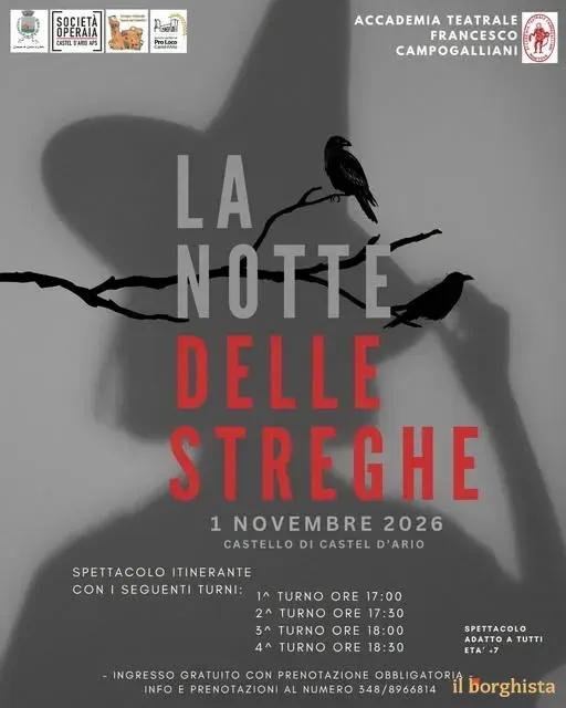 Locandina La Notte delle Streghe 2026 a Castel d'Ario (Mantova)