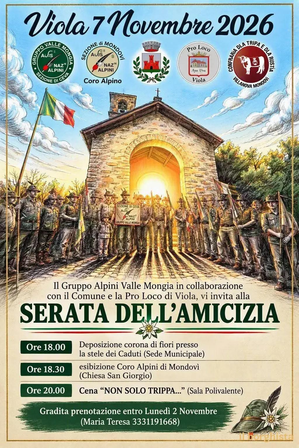 Locandina Serata dell'Amicizia 2026 a Viola (Cuneo)