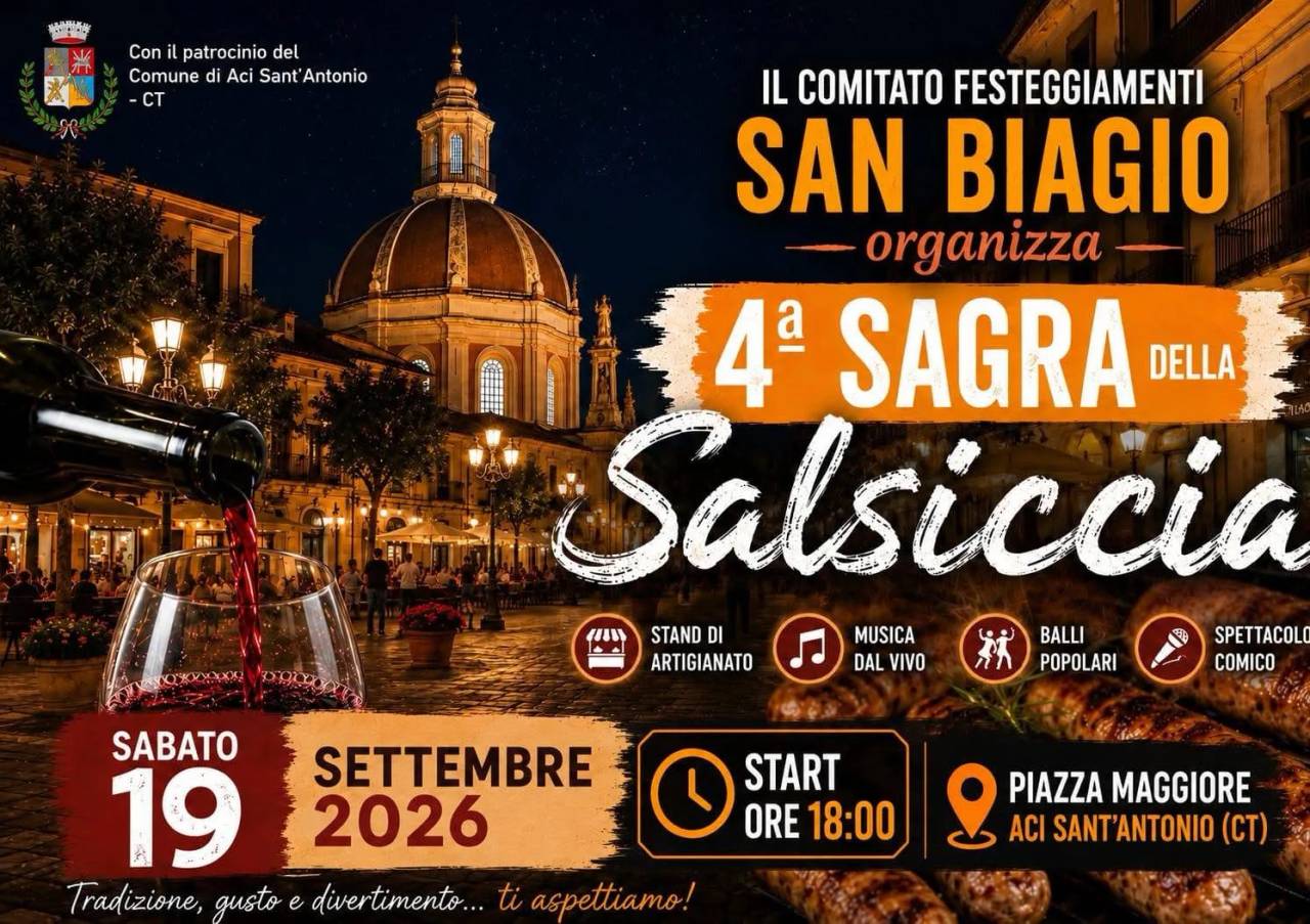 Locandina 4ª Sagra della Salsiccia 2026 a Aci Sant'Antonio (Catania)