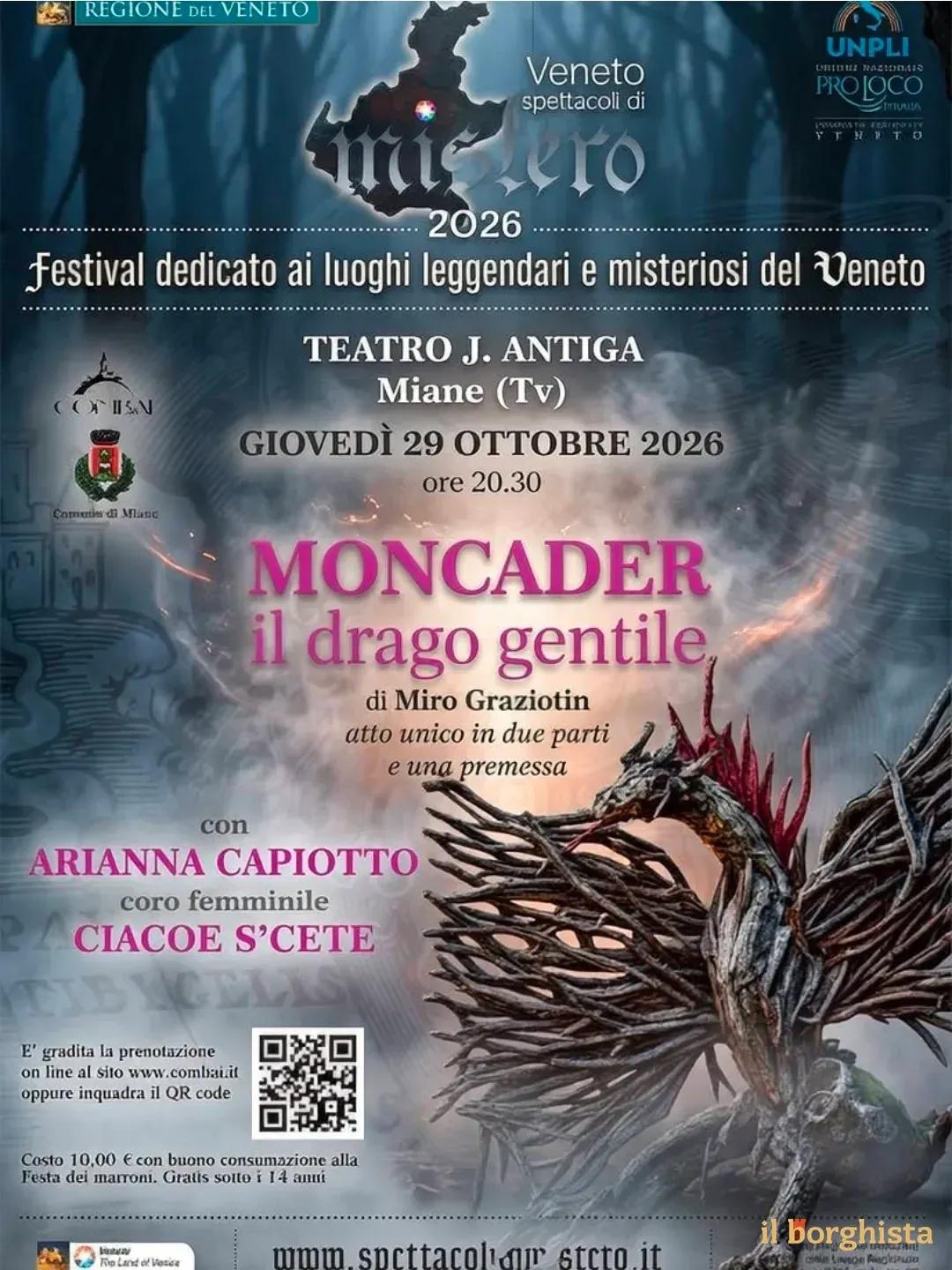 Locandina Veneto spettacoli di mistero 2026 - Moncader il drago gentile a Miane (TV)
