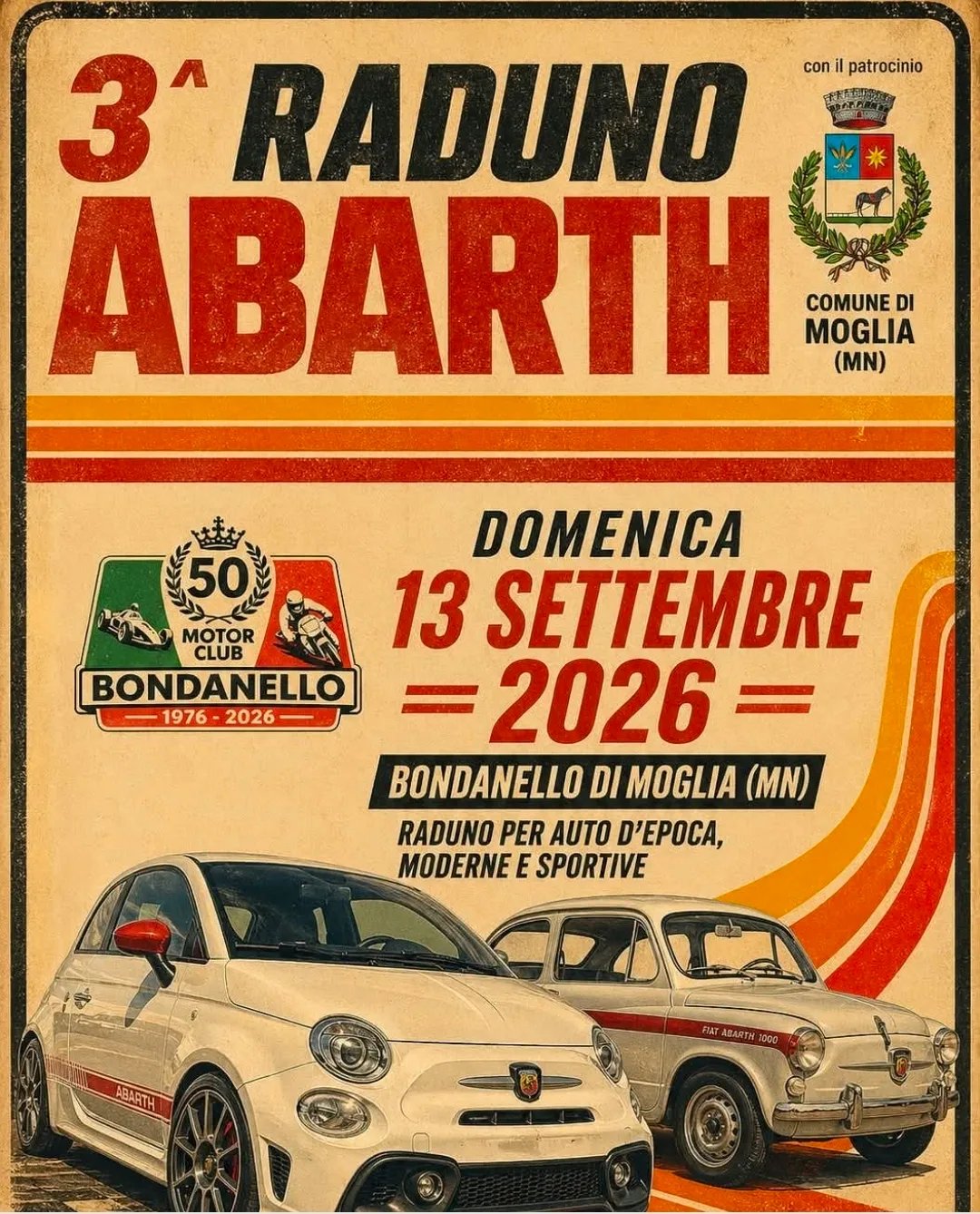 Locandina 3ª Raduno Abarth 2026 a Moglia (Mantova)