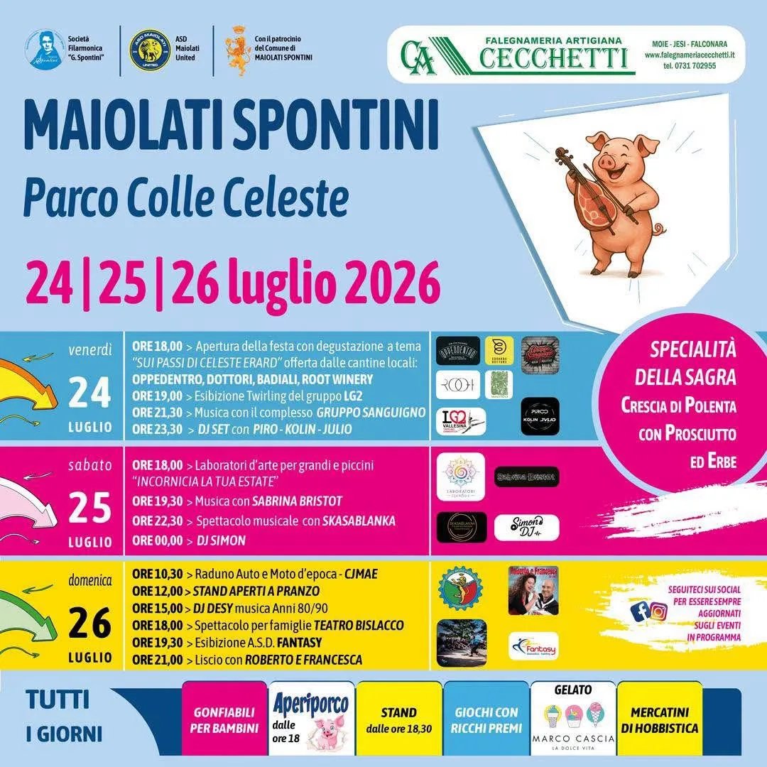 Locandina Parco Colle Celeste — 24-26 luglio 2026 a Maiolati Spontini (Ancona)