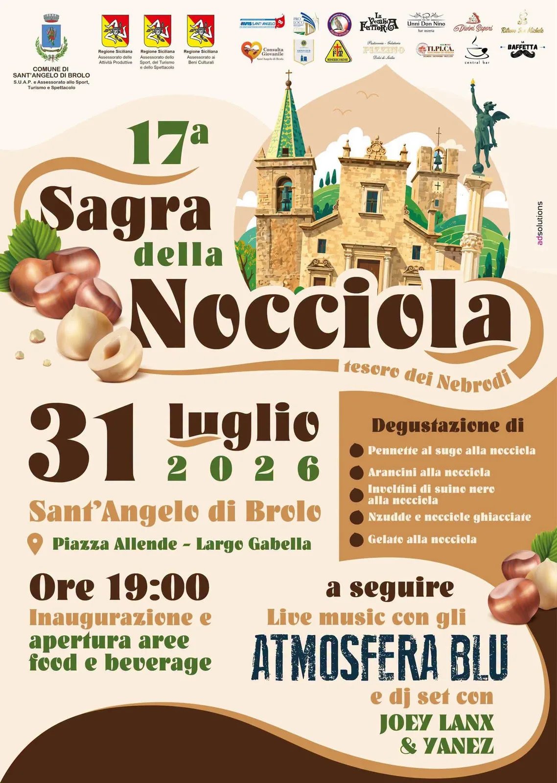Locandina 17ª Sagra della Nocciola 2026 a Sant'Angelo di Brolo (Messina)