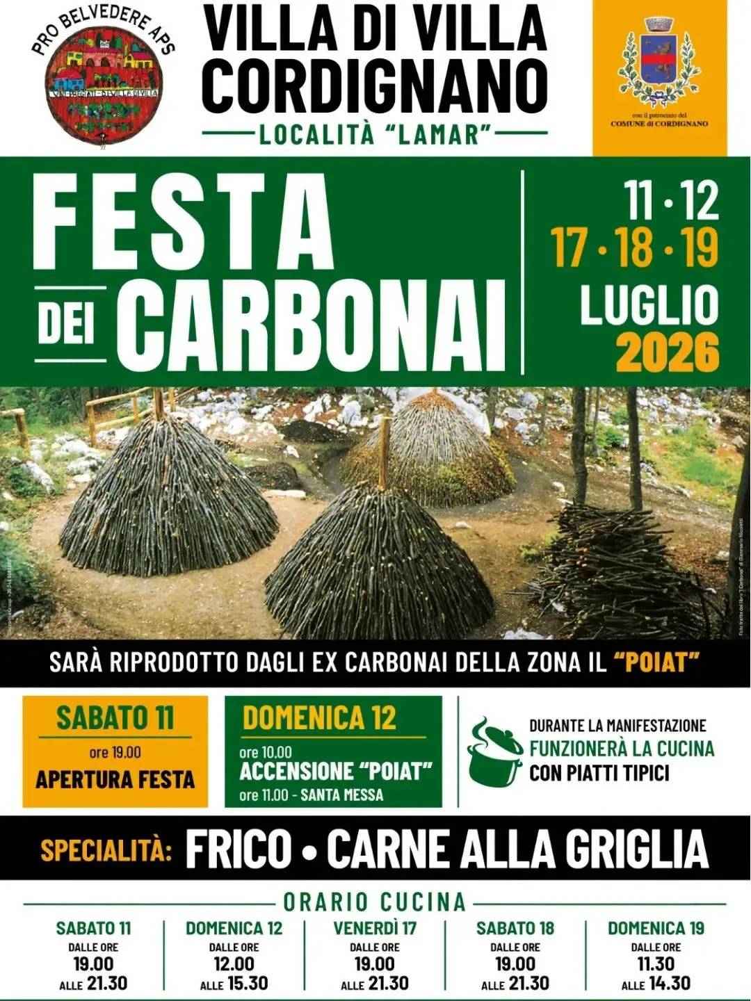 Locandina Festa dei Carbonai 2026 a Cordignano (Treviso)