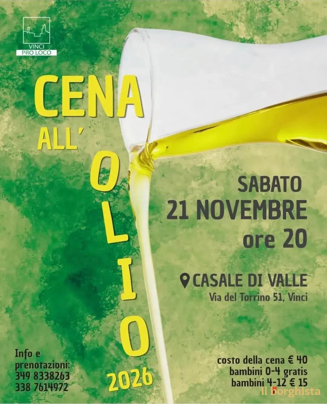 Locandina Cena all'Olio 2026 a Vinci (Firenze)