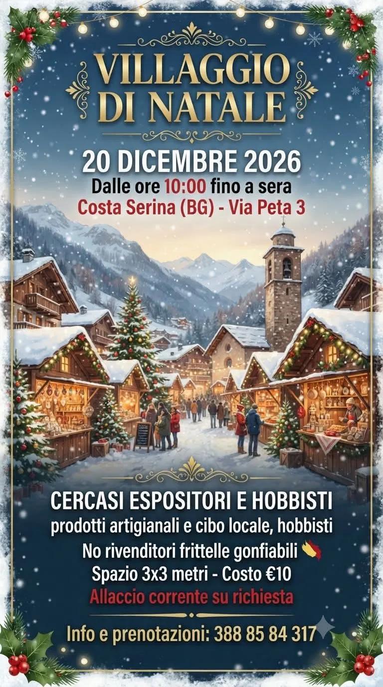 Locandina Villaggio di Natale 2026 a Costa Serina (Bergamo)