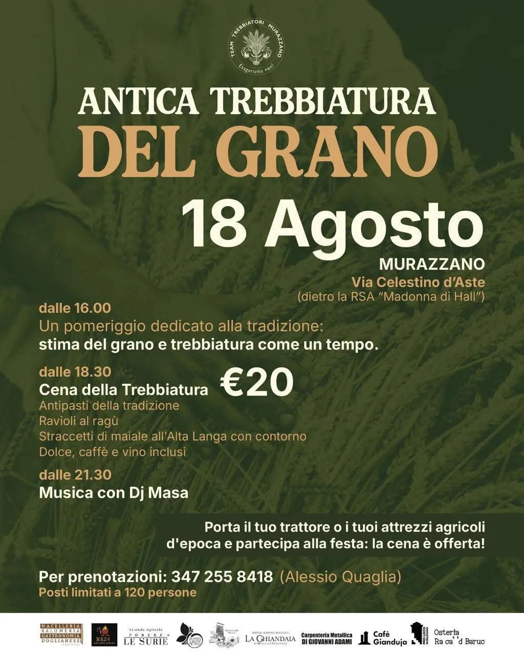 Locandina Antica Trebbiatura del Grano 2026 a Murazzano (Cuneo)