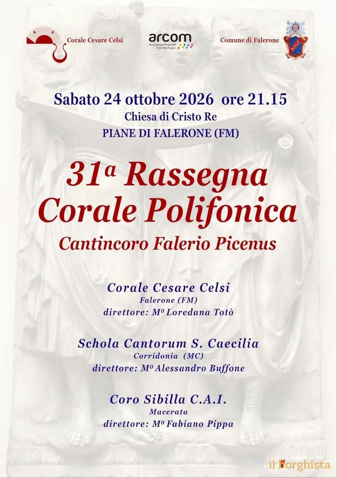 Locandina 31ª Rassegna Corale Polifonica 2026 a Falerone (Fermo)
