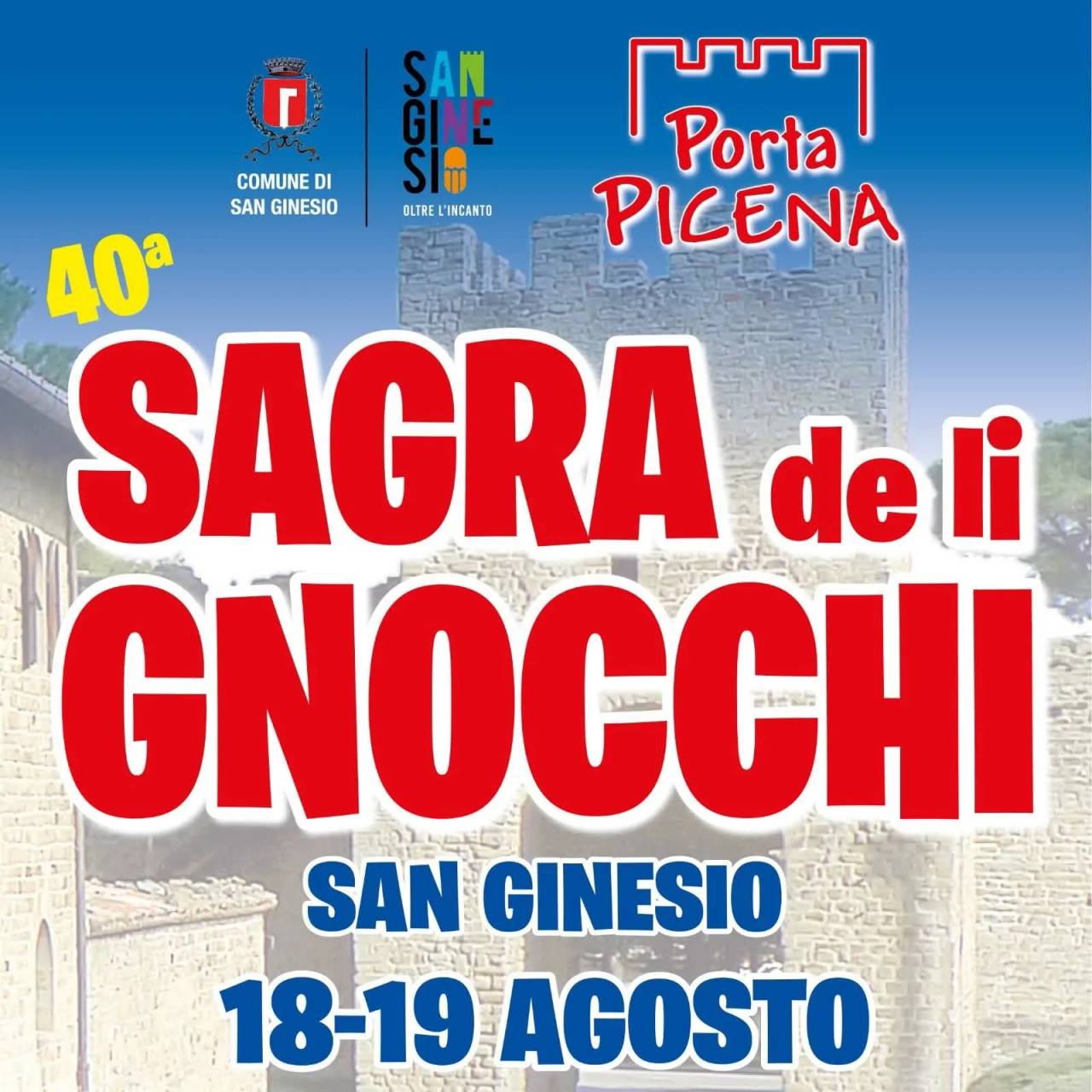 Locandina 40ª Sagra de li Gnocchi 2026 a San Ginesio (Macerata)