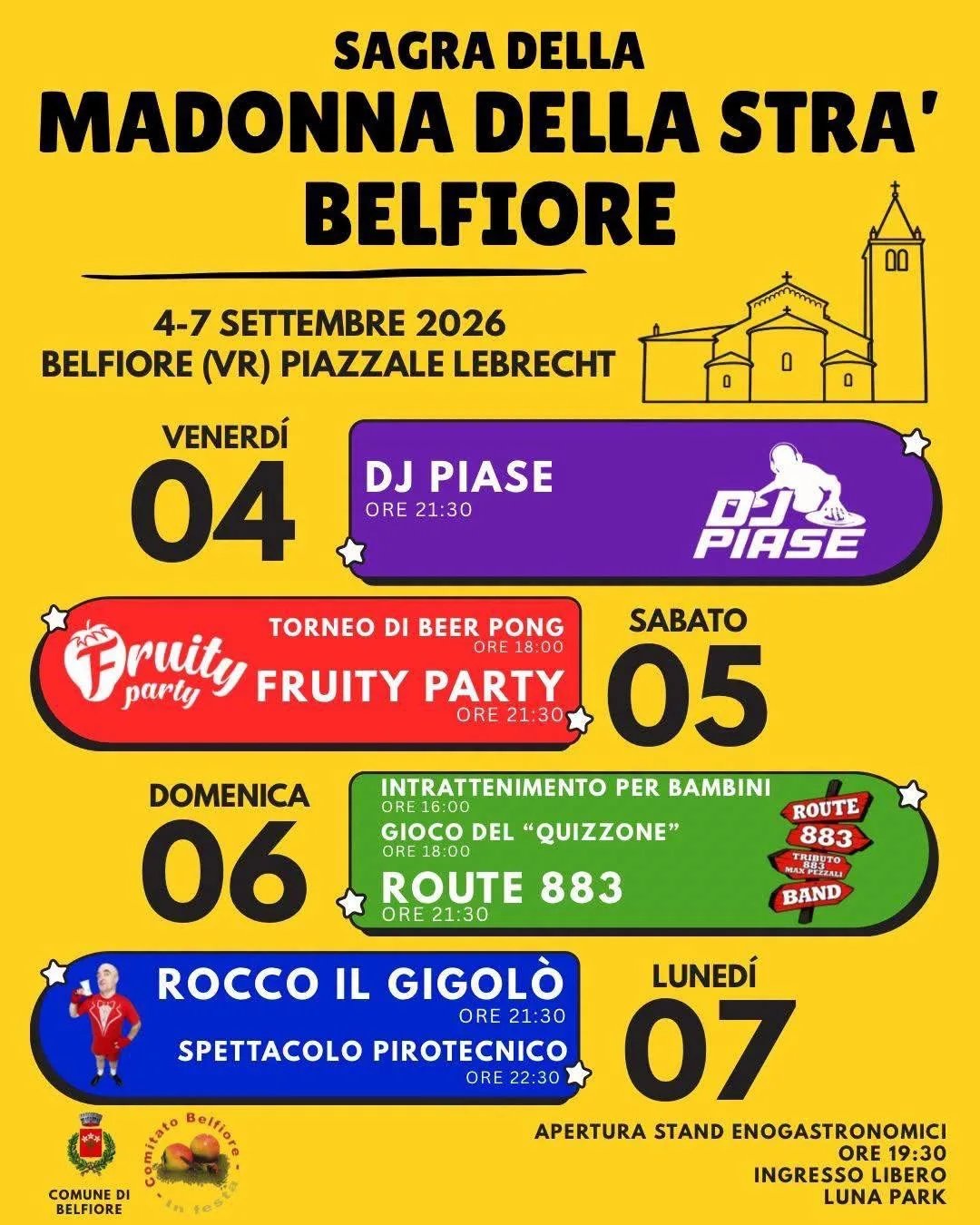 Locandina Sagra della Madonna della Stra' Belfiore 2026 a Belfiore (Verona)