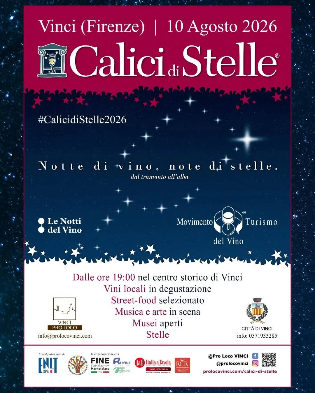 Locandina Calici di Stelle 2026 a Vinci a Vinci (Firenze)
