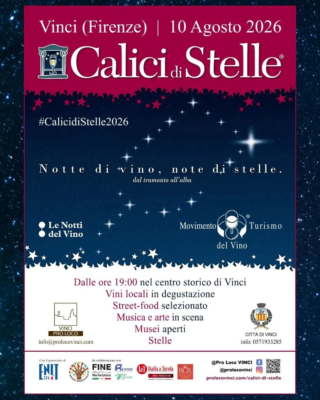 Locandina Calici di Stelle 2026 a Vinci a Vinci (Firenze)