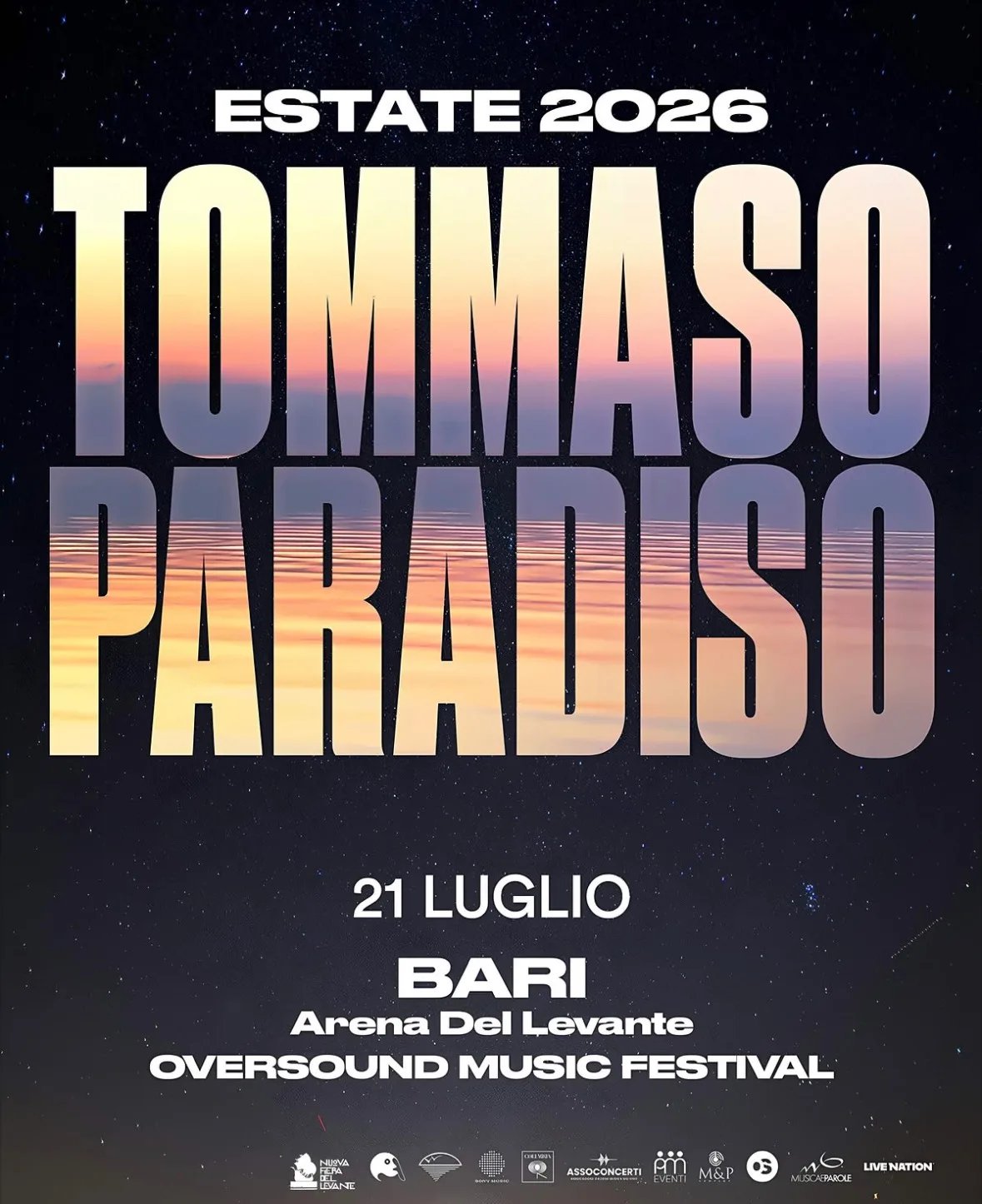 Locandina Tommaso Paradiso 2026 a Bari (Bari)