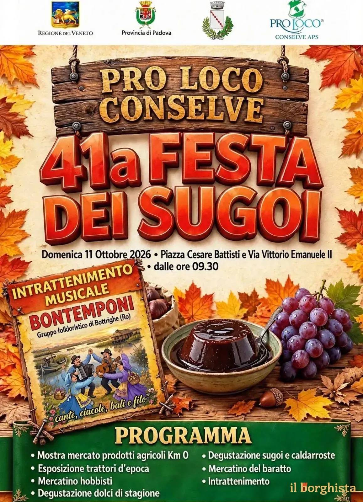 Locandina 41ª Festa dei Sugoi 2026 a Conselve (Padova)