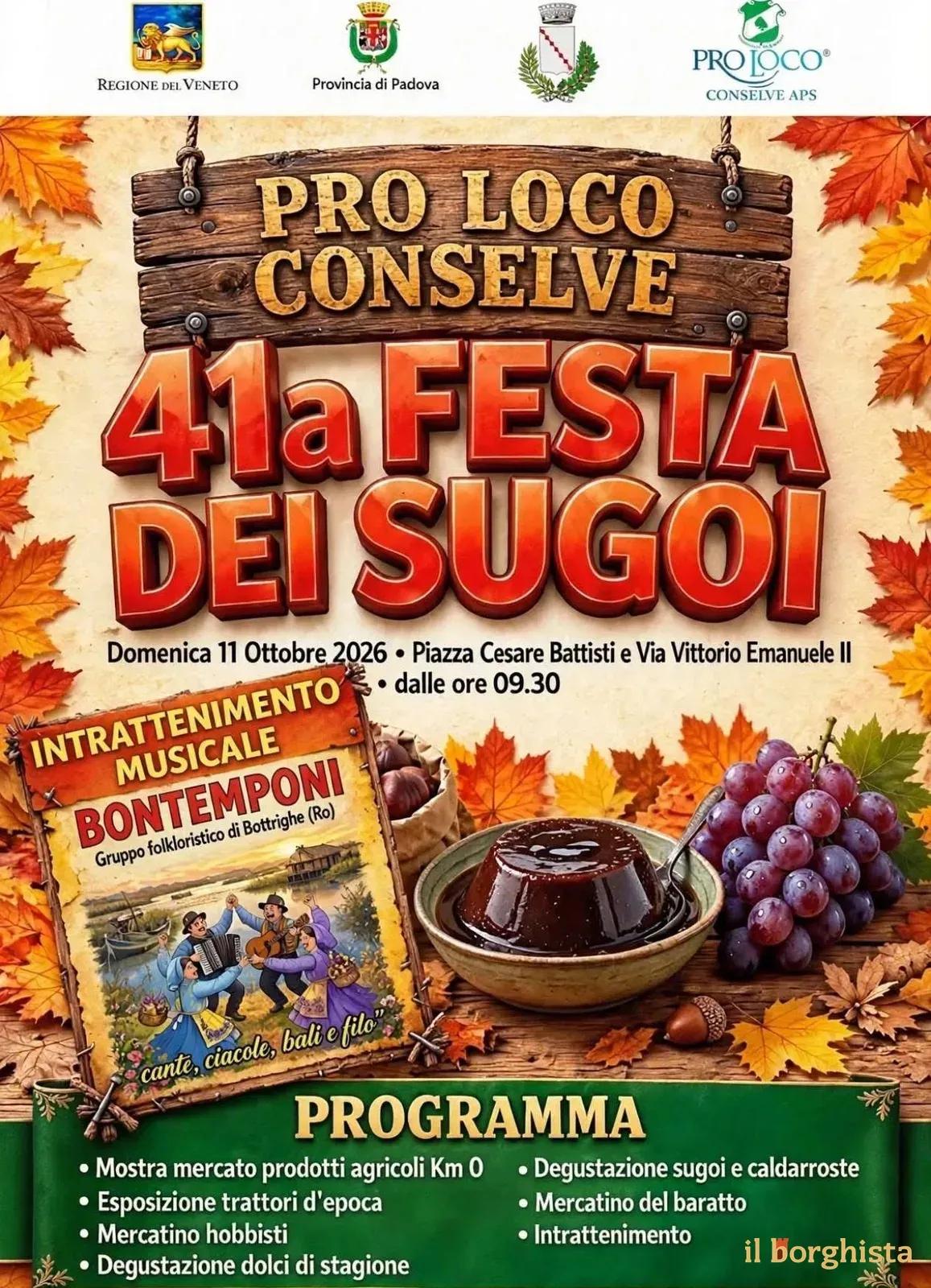 Locandina 41ª Festa dei Sugoi 2026 a Conselve (Padova)