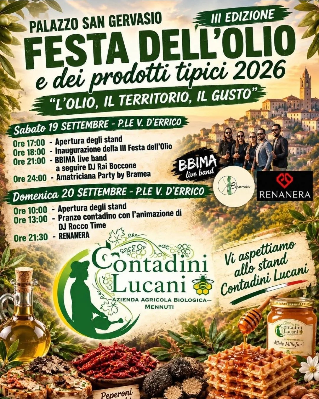 Locandina Festa dell’Olio 2026 a Palazzo San Gervasio (Potenza)