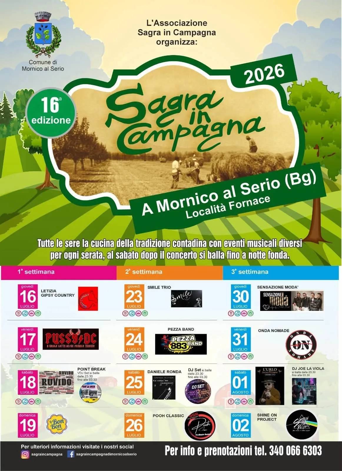 Locandina Sensazione Modà — Sagra in Campagna 2026 a Mornico al Serio (Bergamo)