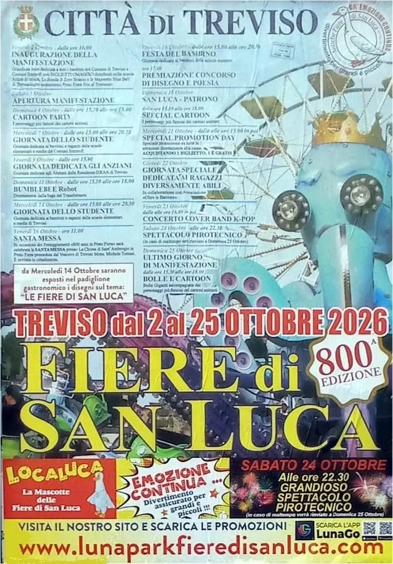 Locandina calendario eventi ottobre 2026 a Treviso (Treviso)