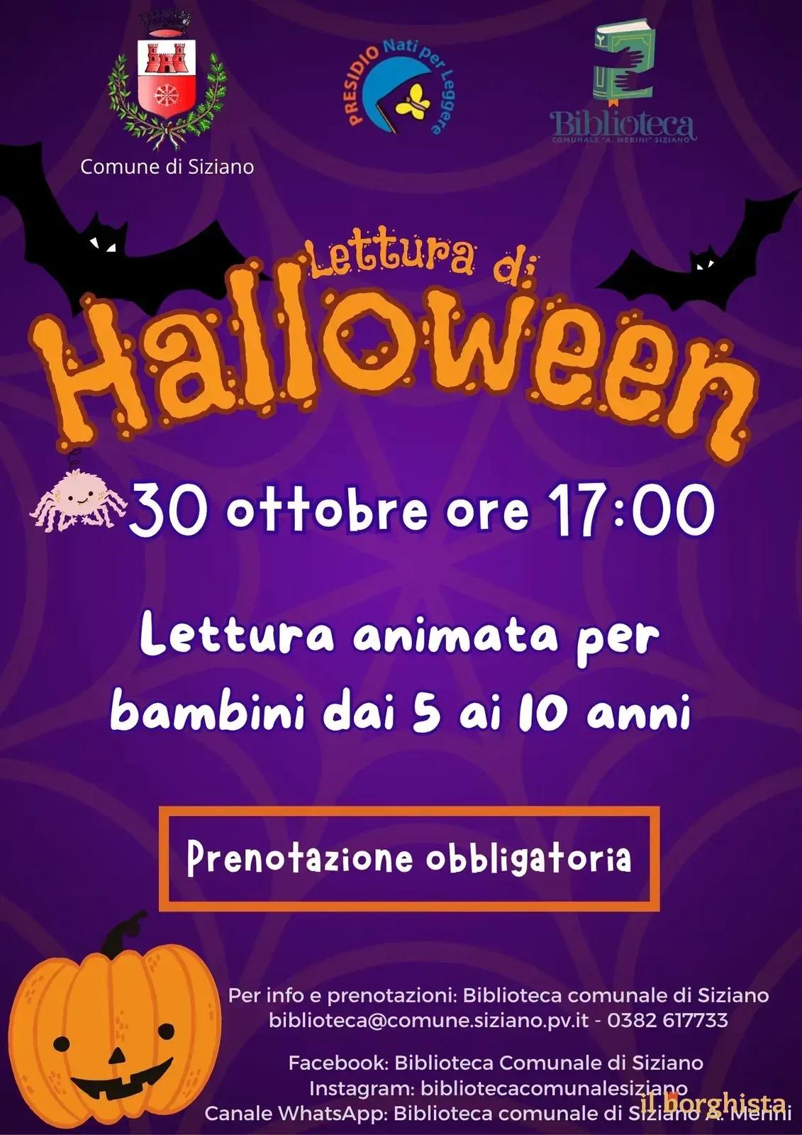 Locandina Lettura di Halloween 2026 a Siziano (Pavia)