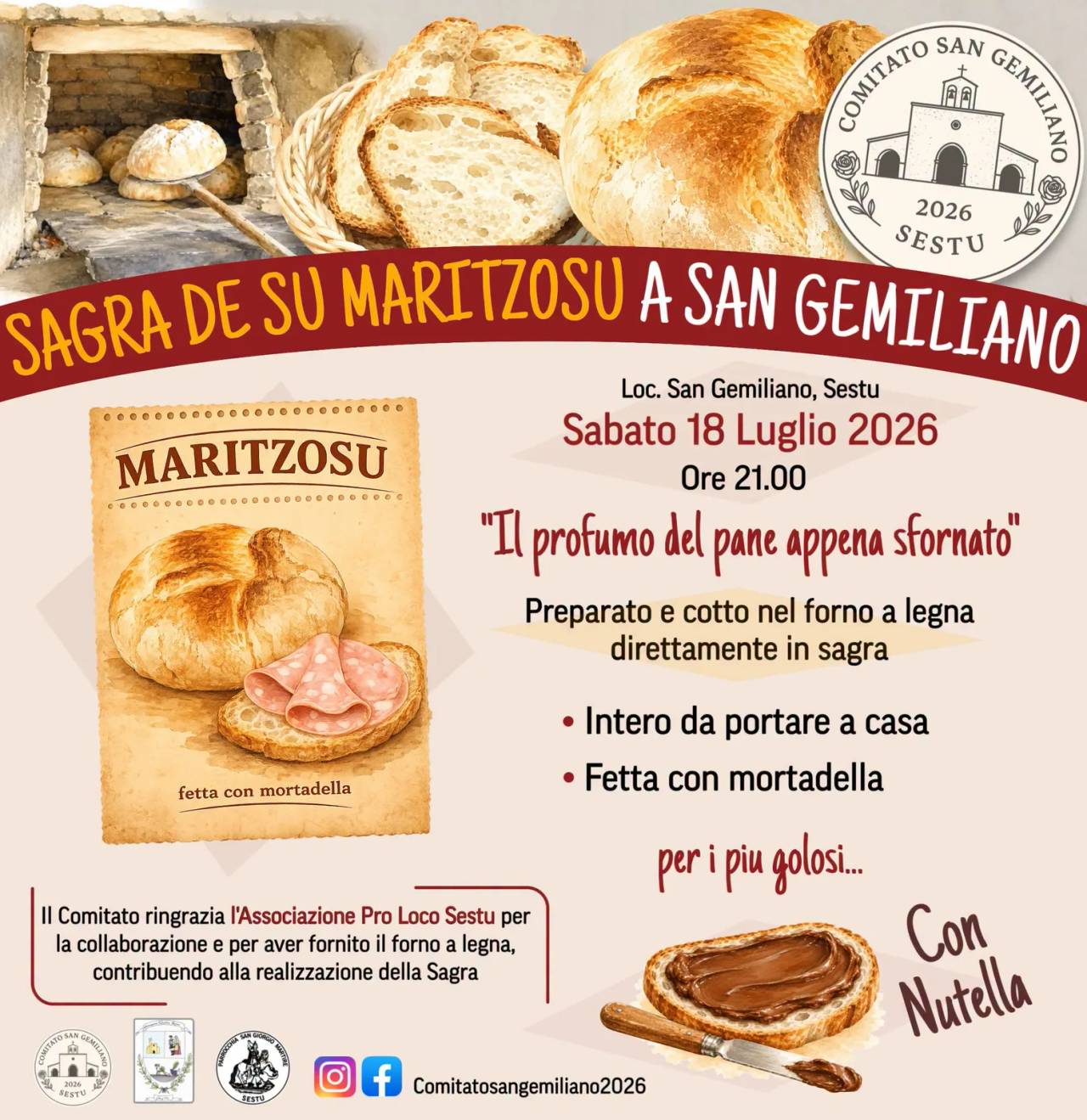 Locandina Sagra de Su Maritzosu a San Gemiliano 2026 a Sestu (Cagliari)