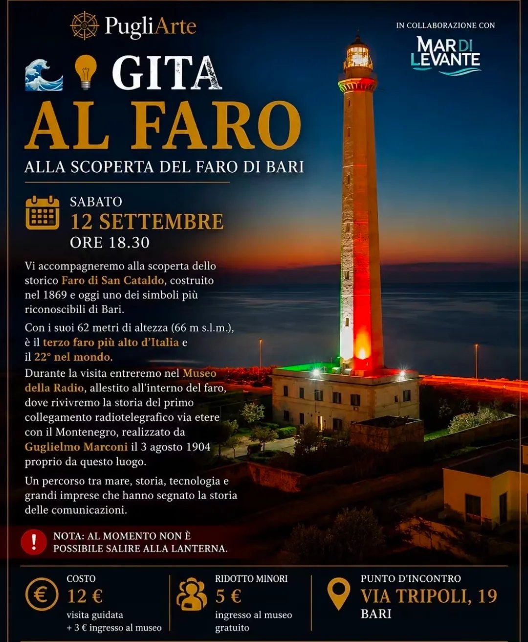 Locandina Gita al Faro di Bari 2026 a Bari (Bari)