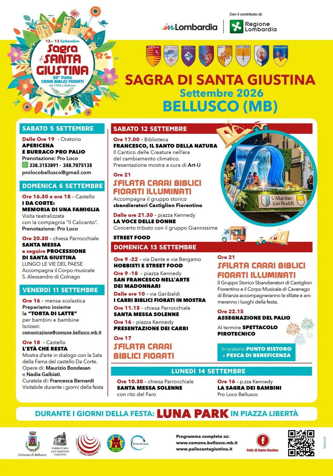 Locandina calendario eventi settembre 2026 a Bellusco (Monza e della Brianza)