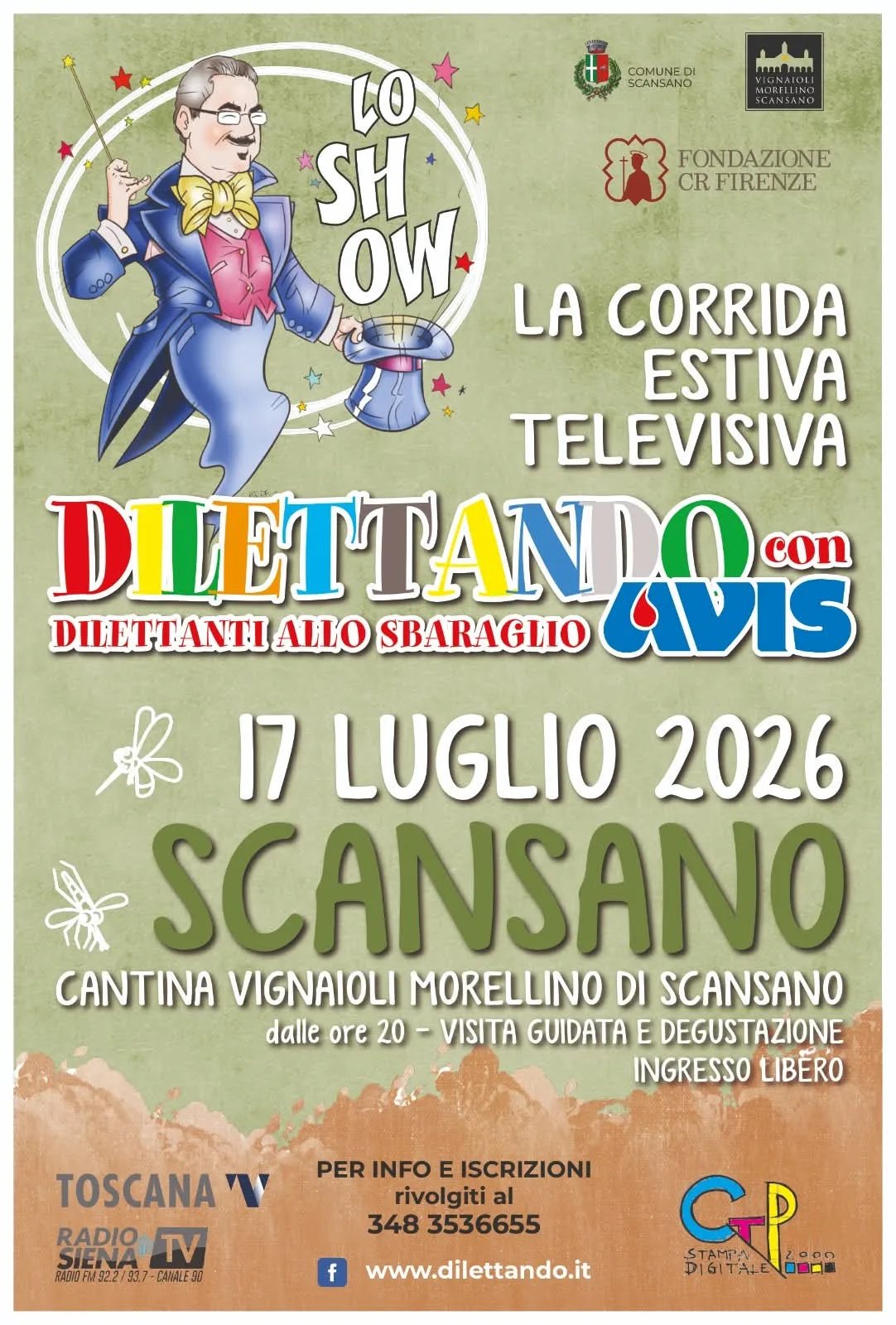 Locandina La Corrida Estiva Televisiva Dilettando con AVIS 2026 a Scansano (Grosseto)
