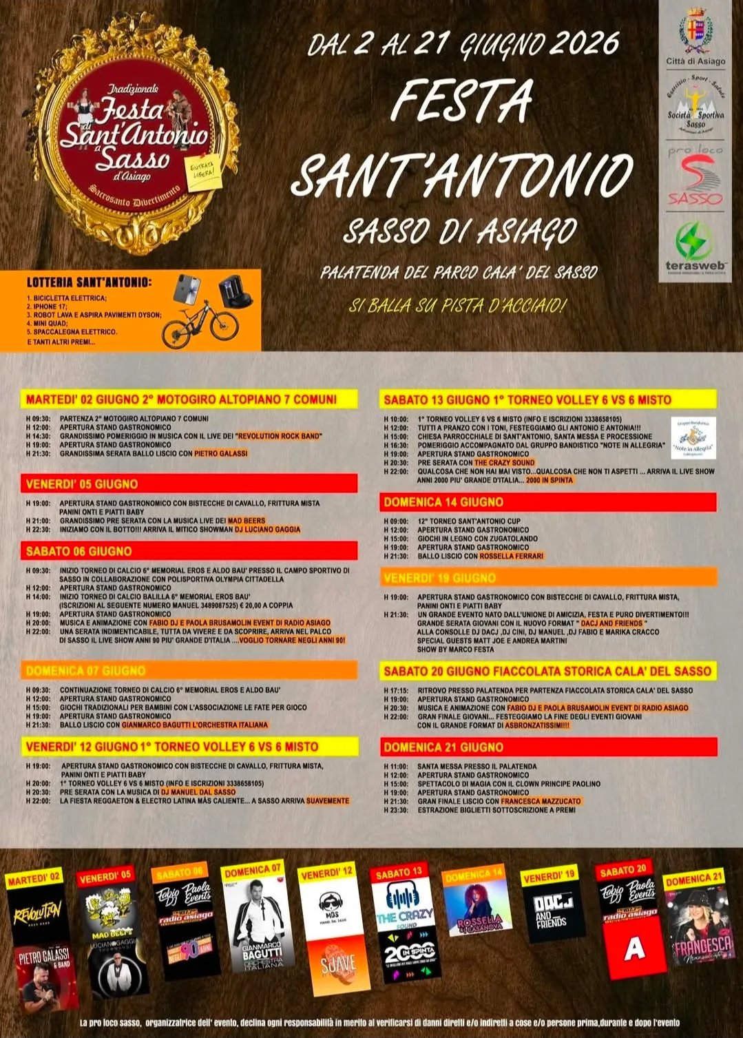 Locandina Festa Sant'Antonio 2026 a Asiago (Vicenza)