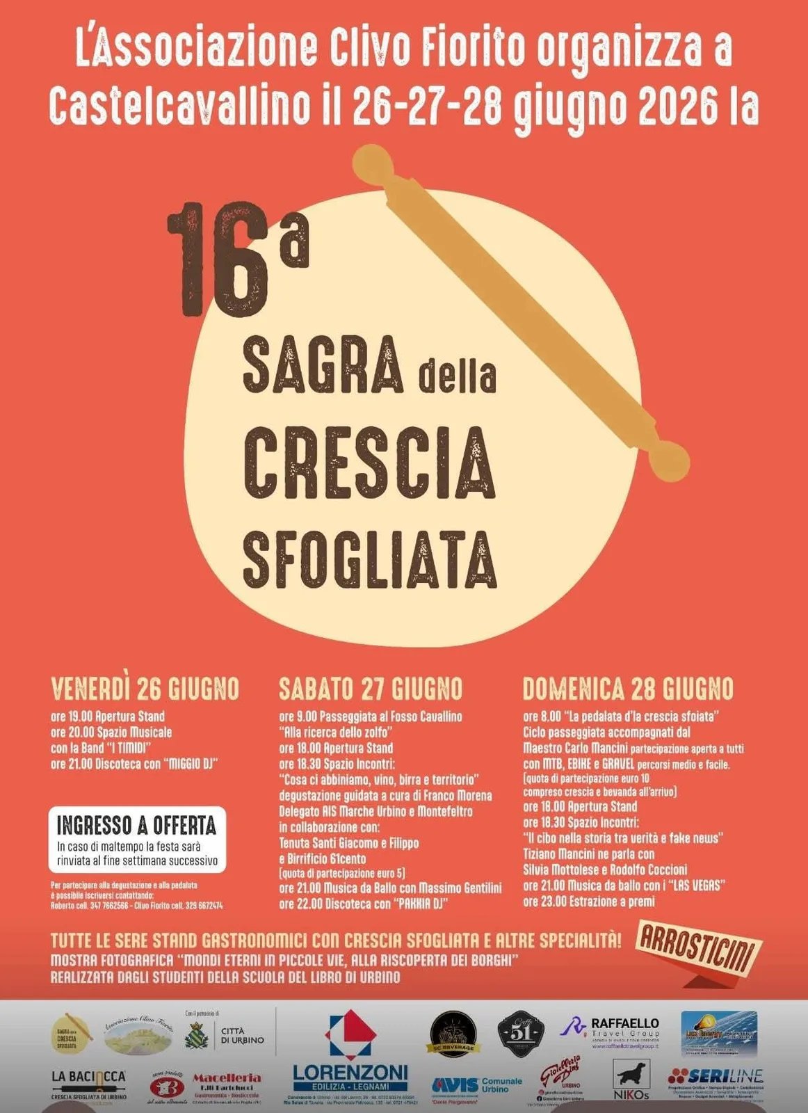 Locandina Sagra della Crescia Sfogliata 2026 a Urbino (Pesaro e urbino)