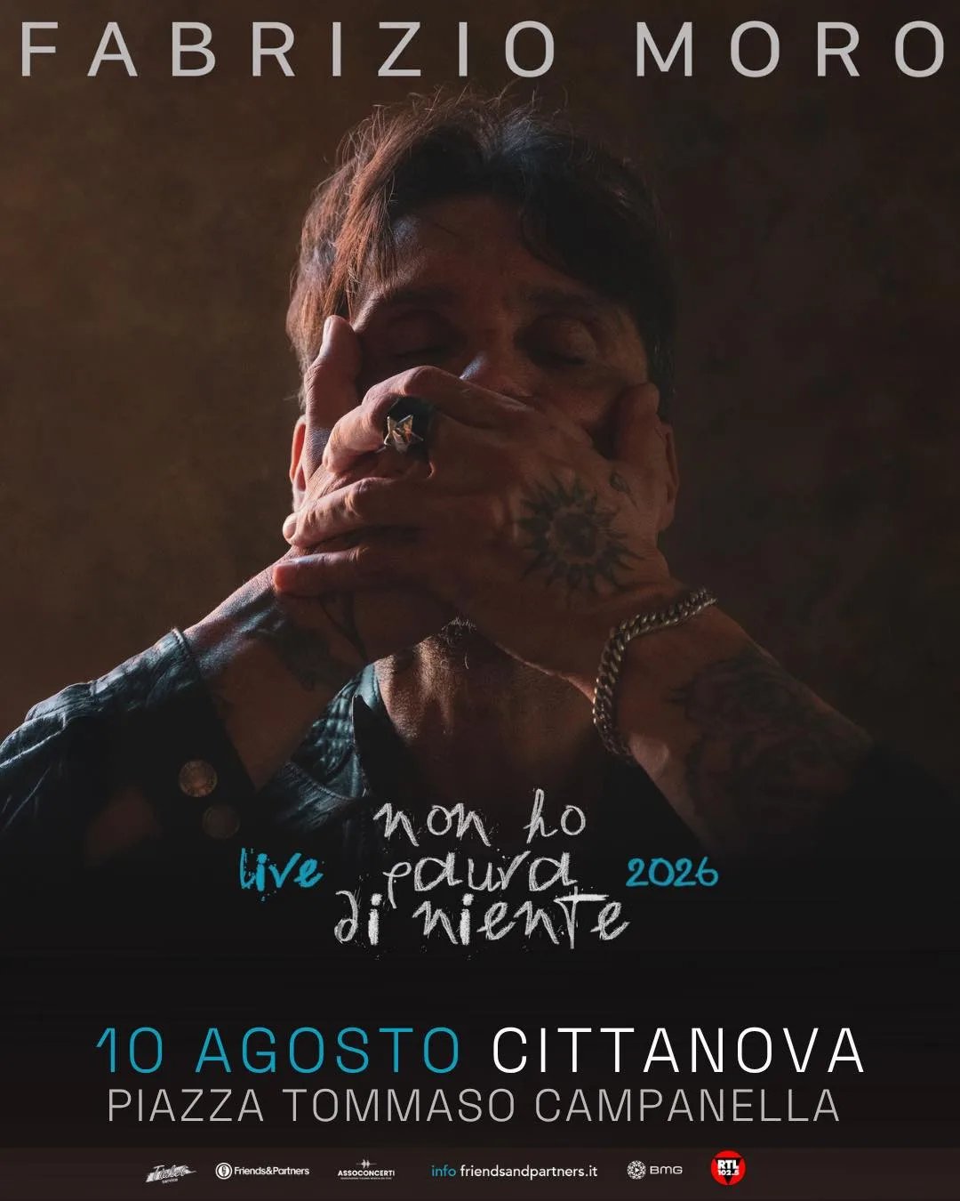 Locandina Fabrizio Moro non ho paura live 2026 a Cittanova (Reggio calabria)