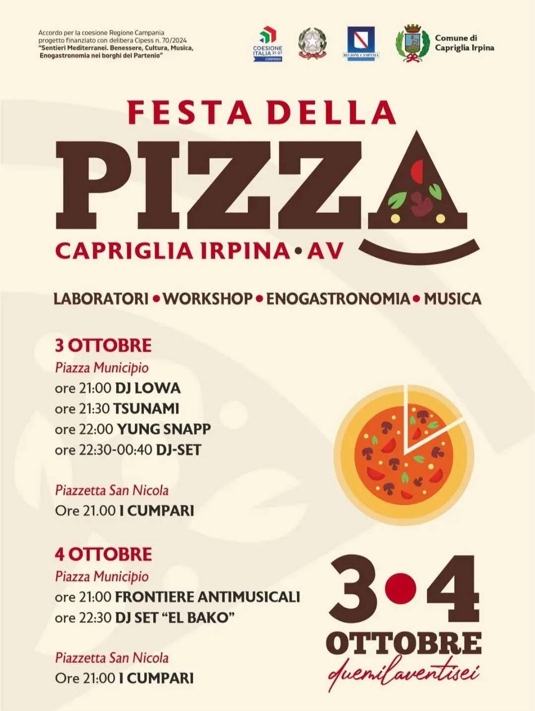 Locandina Festa della Pizza 2026 a Capriglia Irpina (Avellino)