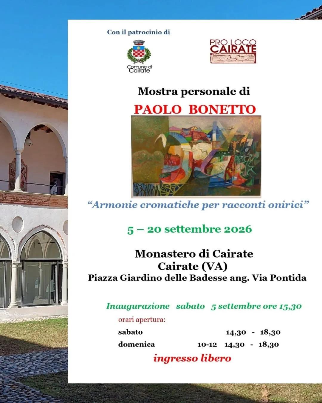 Locandina Paolo Bonetto — Mostra personale 2026 a Cairate (Varese)