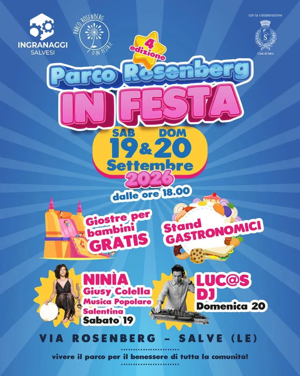 Locandina 4ª Parco Rosenberg in Festa 2026 a Salve (LE)