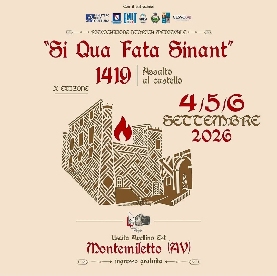 Locandina X edizione Rievocazione Storica Si Qua Fata Sinant 2026 a Montemiletto (Avellino)