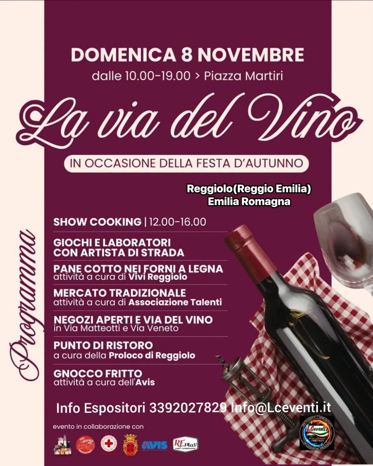 Locandina La Via del Vino 2026 a Reggiolo (RE)