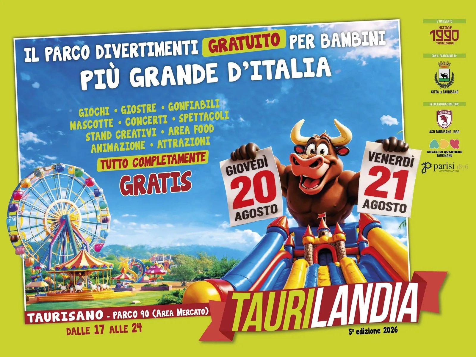 Locandina calendario eventi agosto 2026 a Taurisano (Lecce)