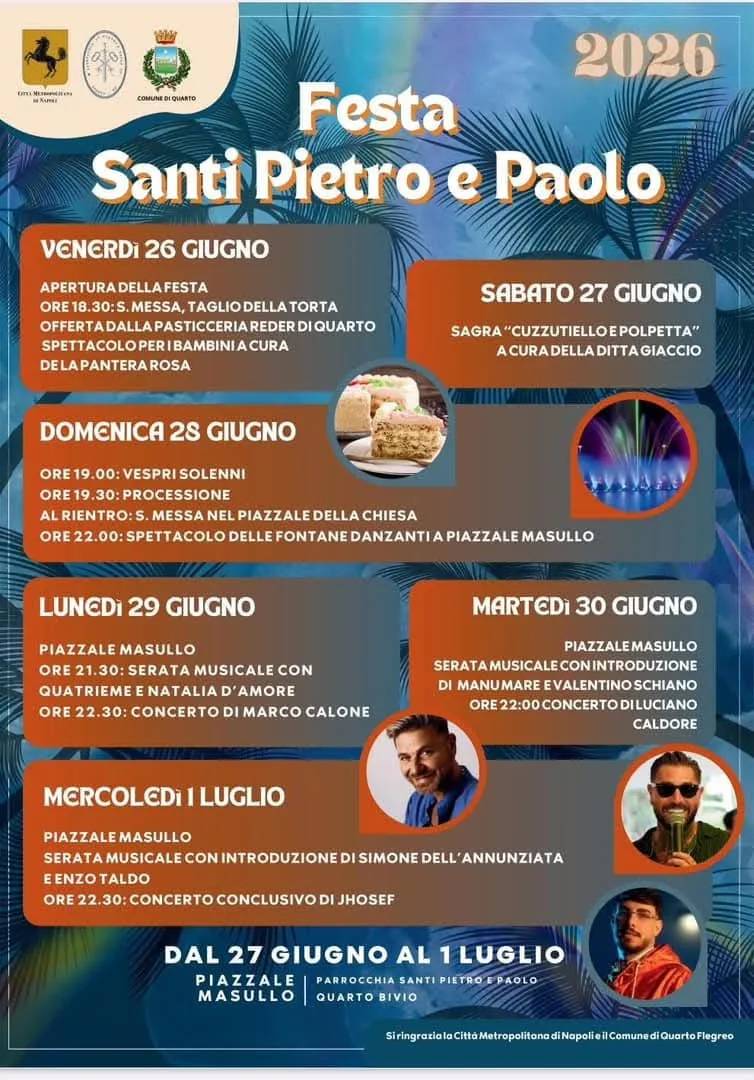 Locandina Festa Santi Pietro e Paolo 2026 a Quarto (Napoli)