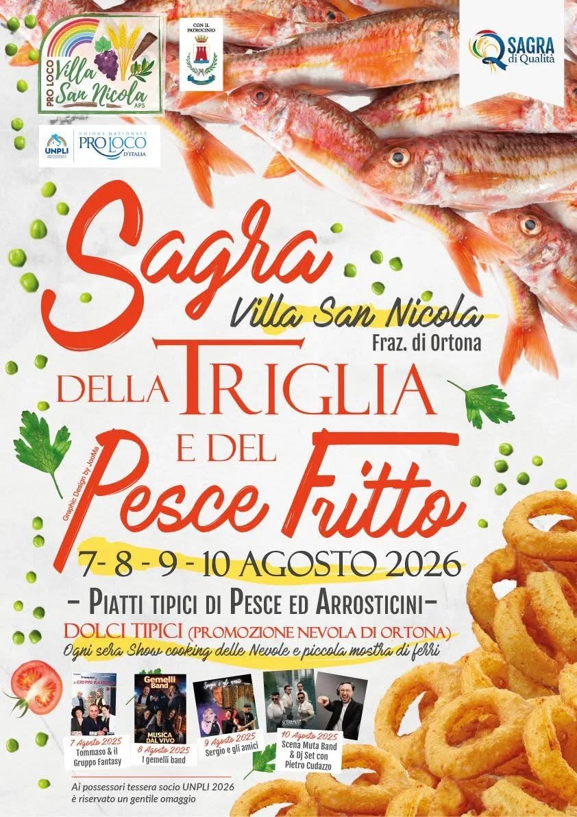 Locandina Sagra della Triglia e del Pesce Fritto 2026 a Ortona (Chieti)