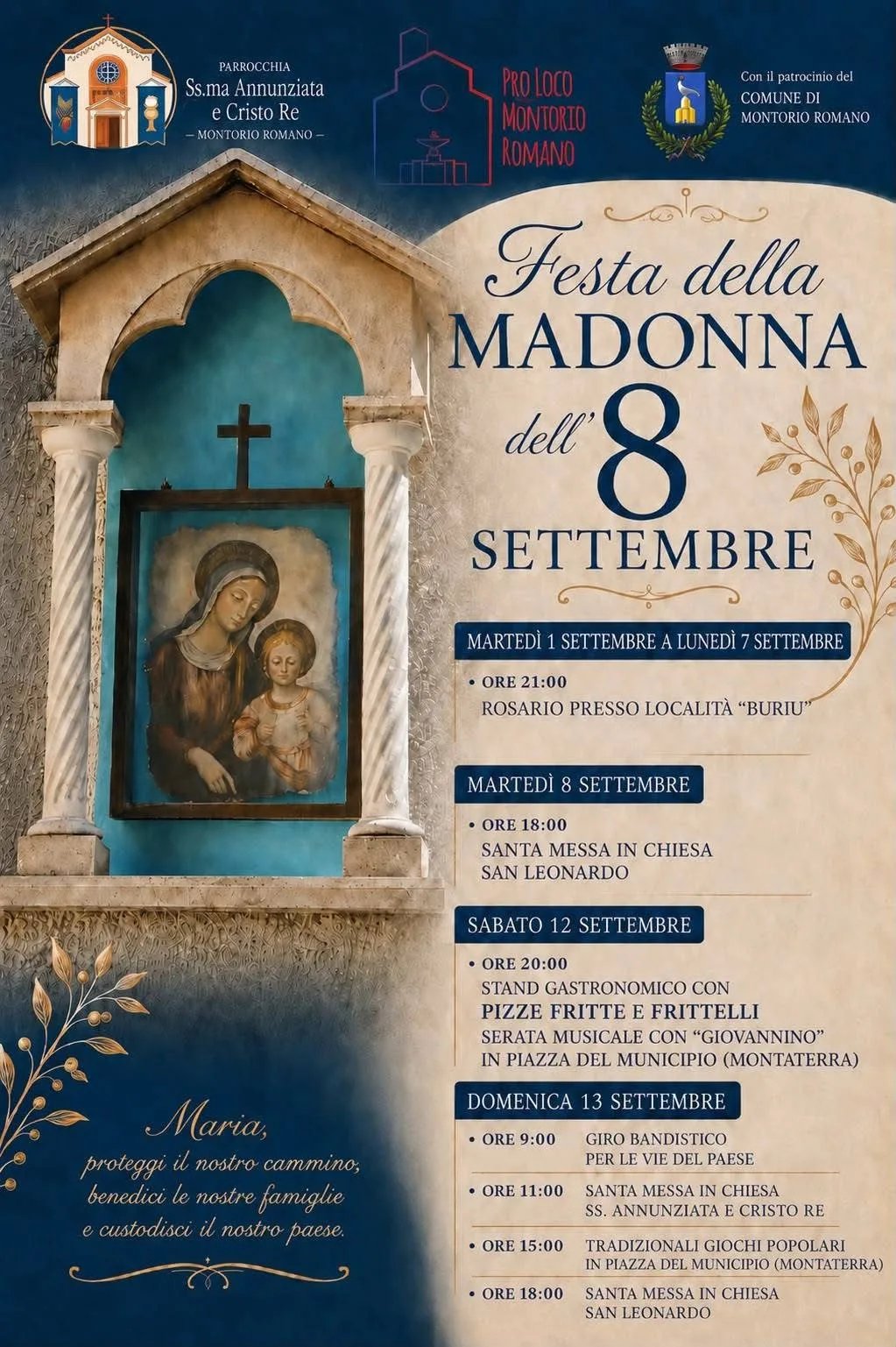 Locandina Festa Madonna 2026 a Montorio Romano (Roma)