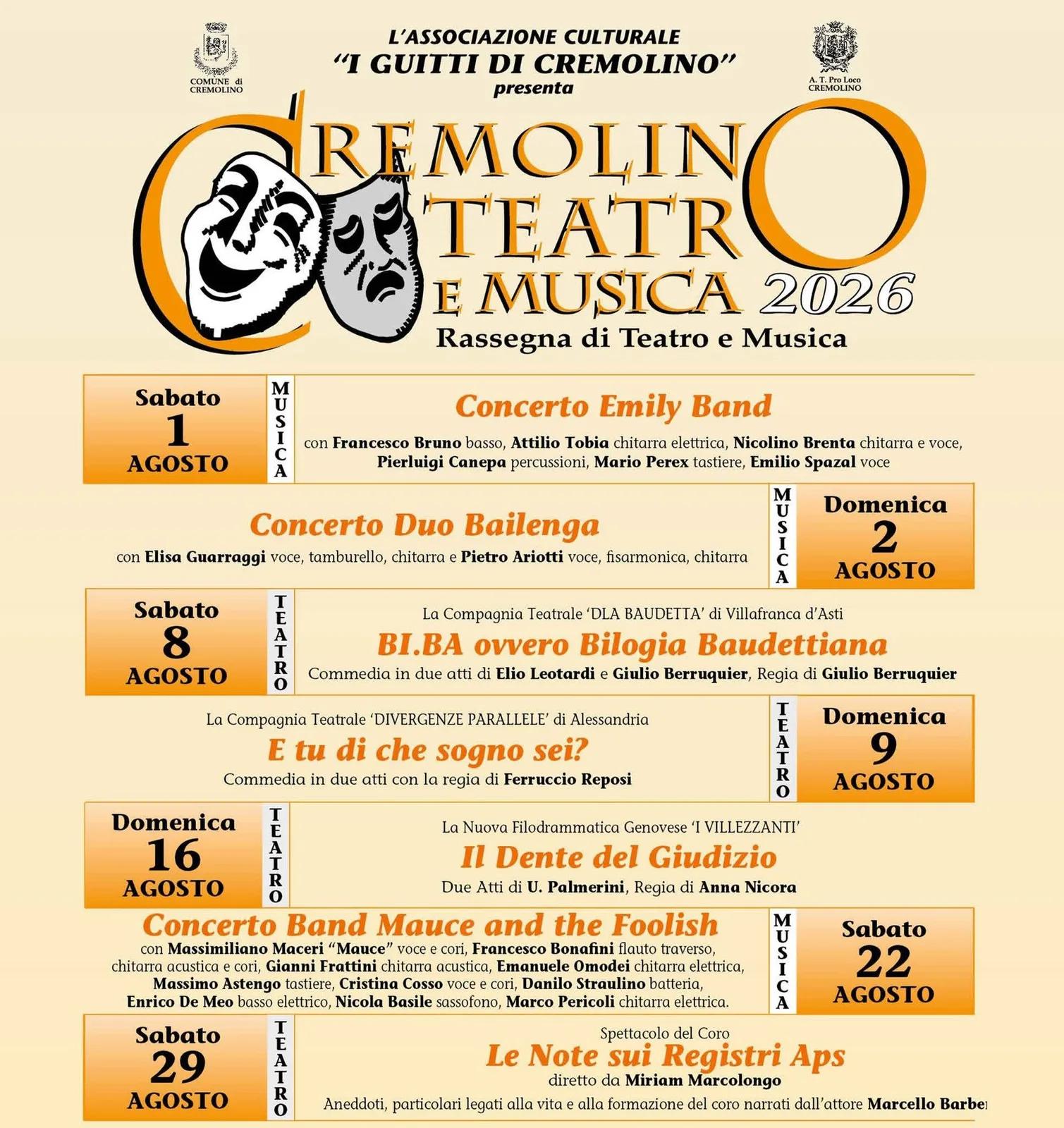 Locandina Concerto Emily Band — Cremolino Teatro e Musica 2026 a Cremolino (Alessandria)