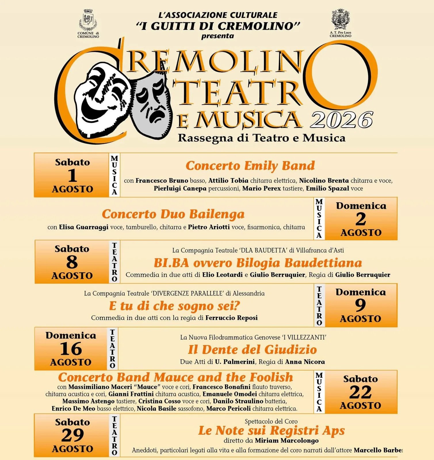 Locandina Concerto Emily Band — Cremolino Teatro e Musica 2026 a Cremolino (Alessandria)