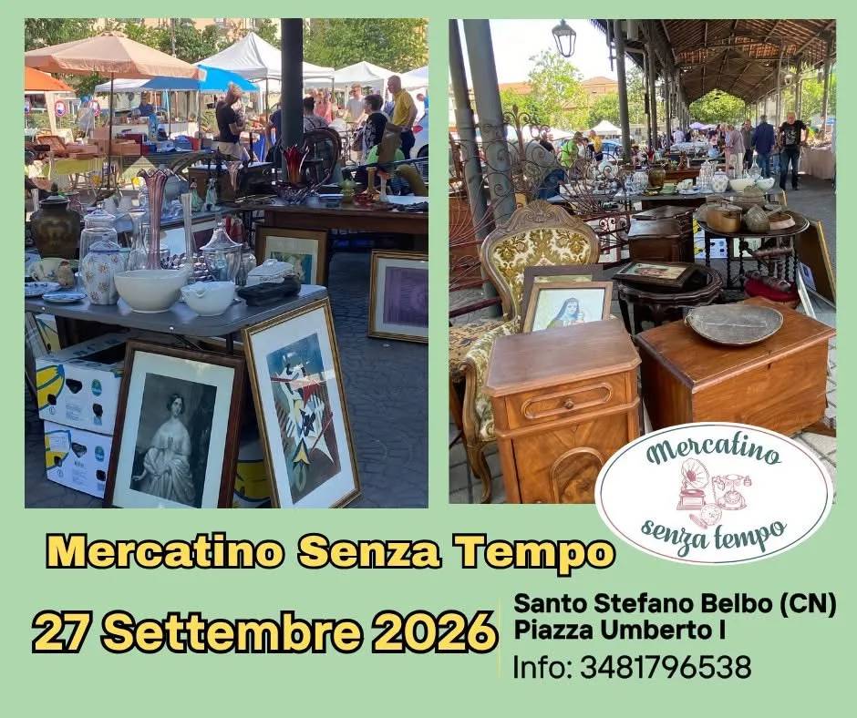 Locandina Mercatino Senza Tempo 2026 a Santo Stefano Belbo (Cuneo)