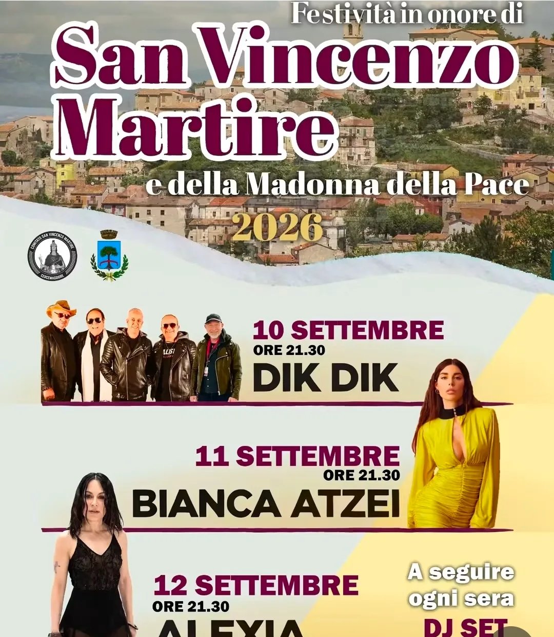 Locandina Festività in onore di San Vincenzo Martire 2026 a Cercemaggiore (Campobasso)