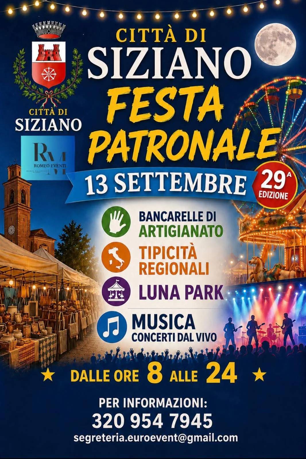 Locandina 29ª Festa Patronale di Siziano 2026 a Siziano (Pavia)