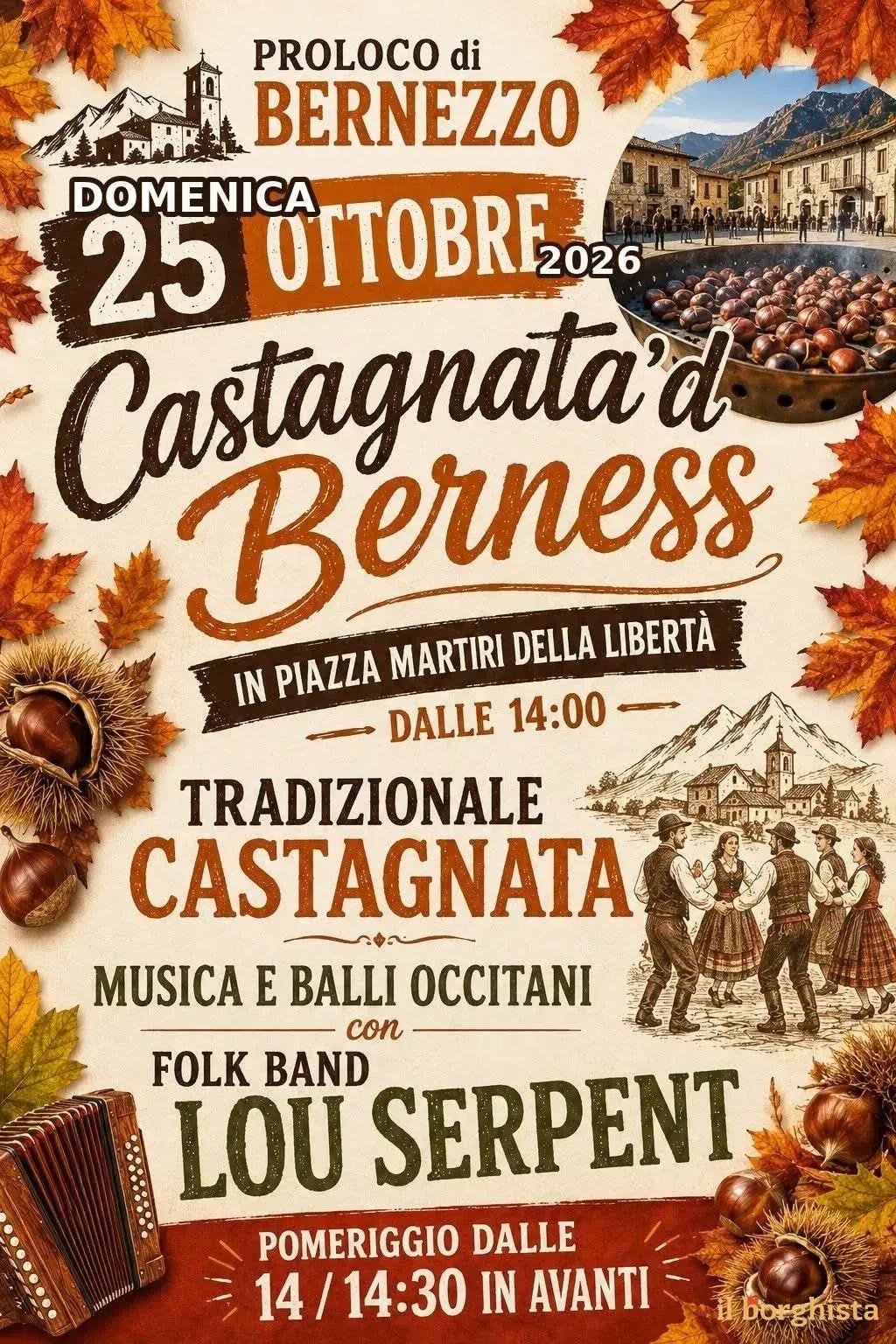Locandina Castagnata d Berness 2026 a Bernezzo (Cuneo)