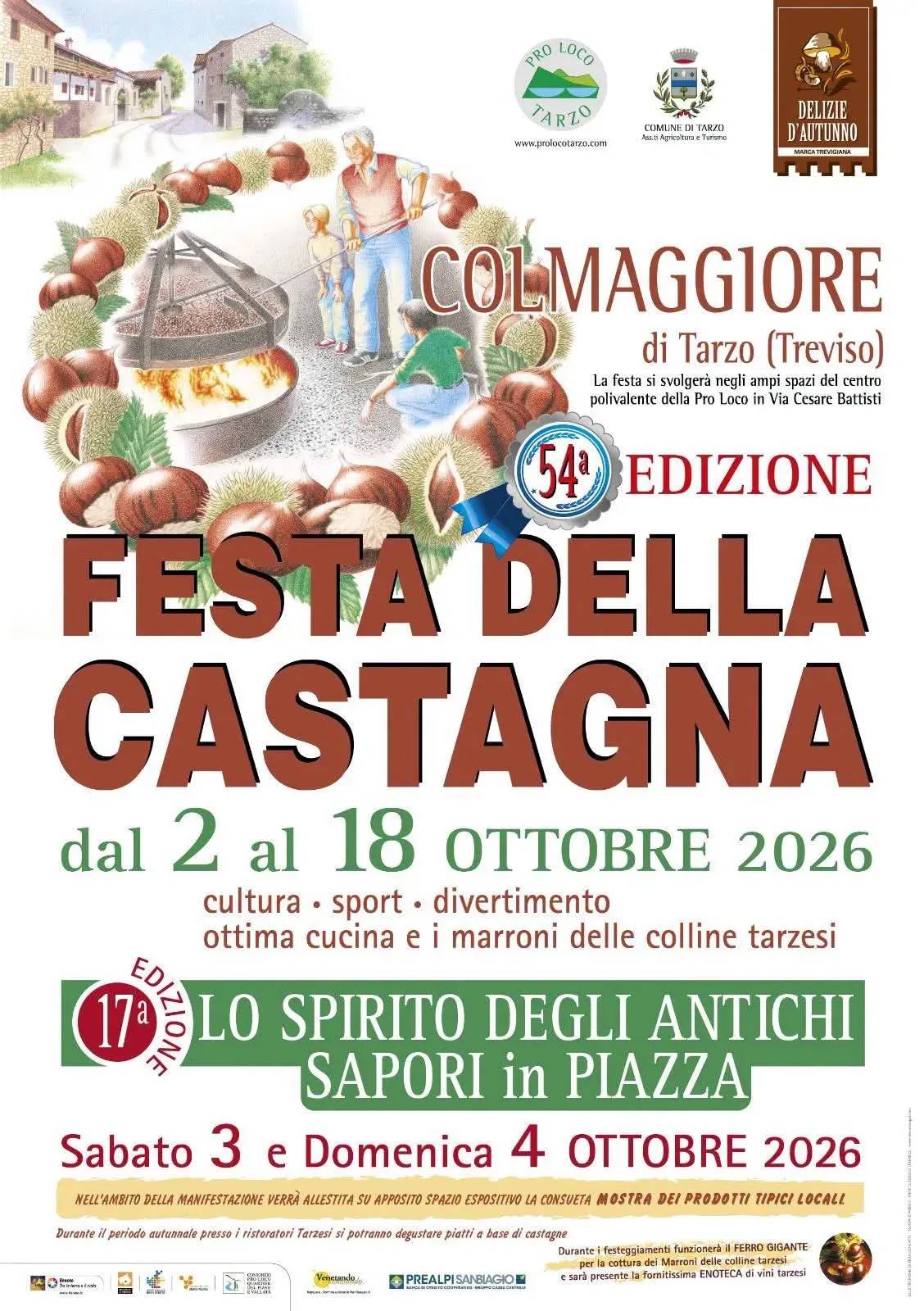 Locandina 54ª Festa della Castagna 2026 a Tarzo (Treviso)