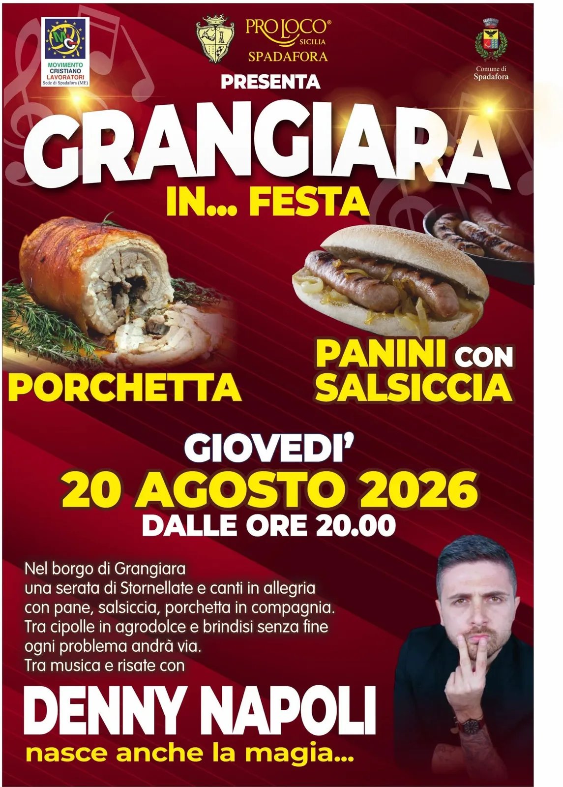 Locandina Grangiara in... Festa 2026 a Spadafora (Messina)