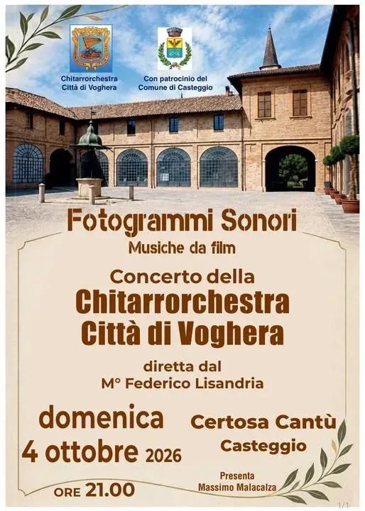 Locandina Fotogrammi Sonori 2026 - Concerto Chitarrorchestra Città di Voghera a Casteggio (Pavia)