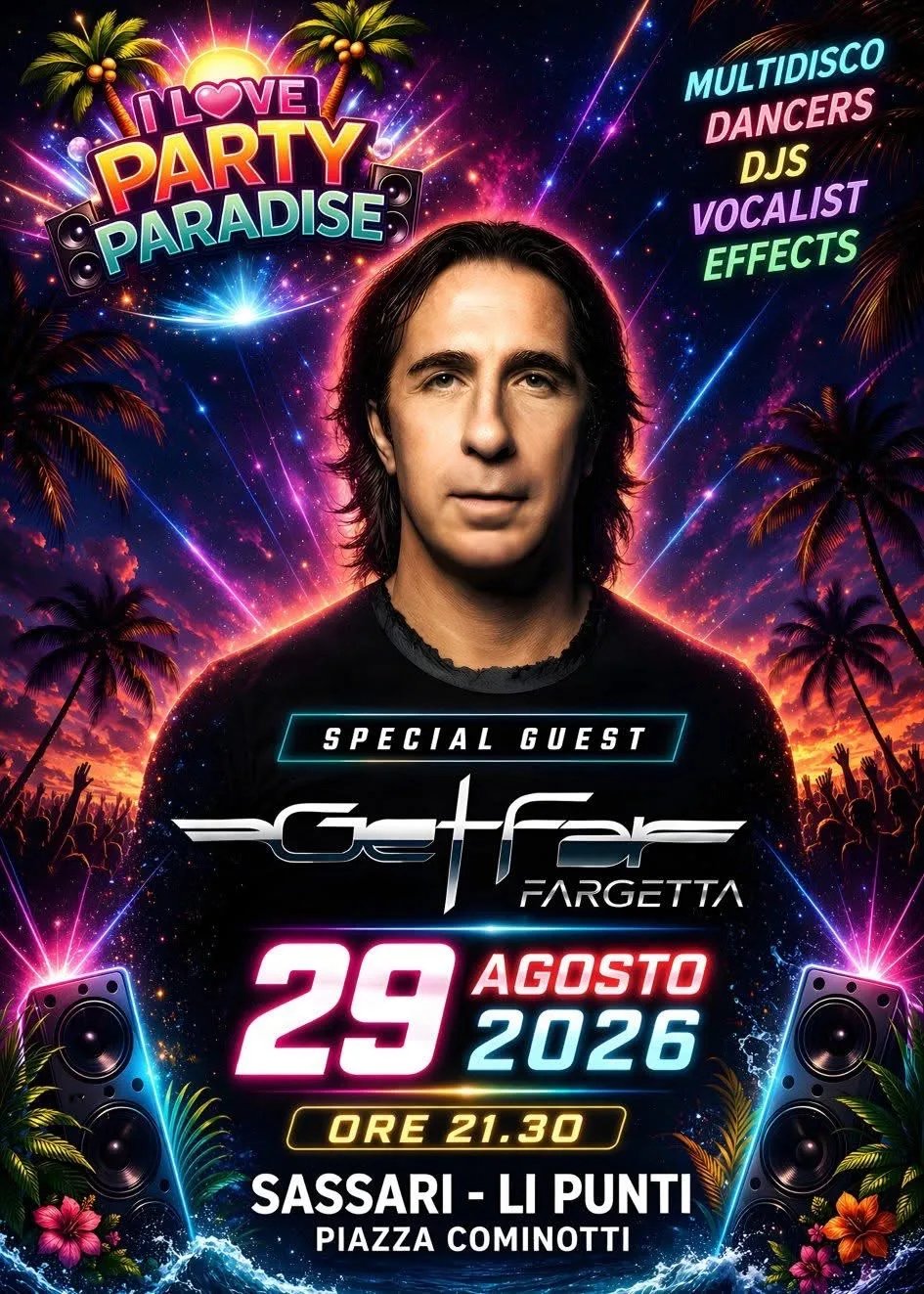 Locandina I Love Party Paradise 2026 con Fargetta a Sassari (Sassari)